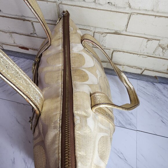 Coach Poppy Op Art Gold Signature C's Tote Bag Purse - Picture 5 of 16